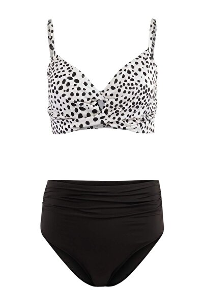 Trendyol Collection Σετ μπικίνι με λουλουδάτο σχέδιο ντραπέ Triangle Covered ...