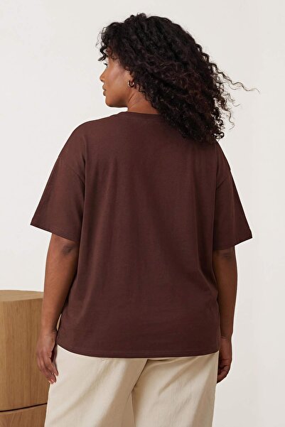 Trendyol Curve Tricou maro, croială boyfriend, cu detalii cu capse pe lateral...