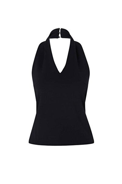 ترينديول كوليكشن مجموعة ترينديول ستوديو بلوزة محبوكة سوداء بدون أكمام من نوع ...