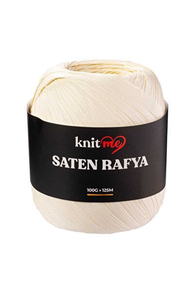 knitme Knit Me Saten Rafya-Raffia İplik 100 Gr Açık Krem