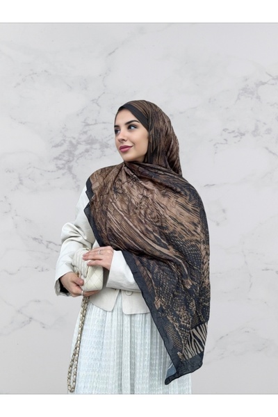 UMAS COLLECTİON UMAS Desenli Bambu Kraş Şal 75 x 185 cm Hafif Dokulu Tesettür...