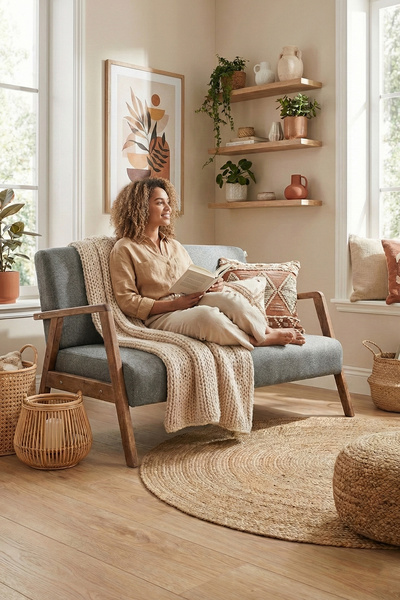 Zem Pavia İkili Berjer Ceviz Ahşap, Gri