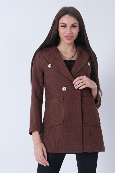 Feminist Tüvid Kumaş Ceket Kahve 4595020