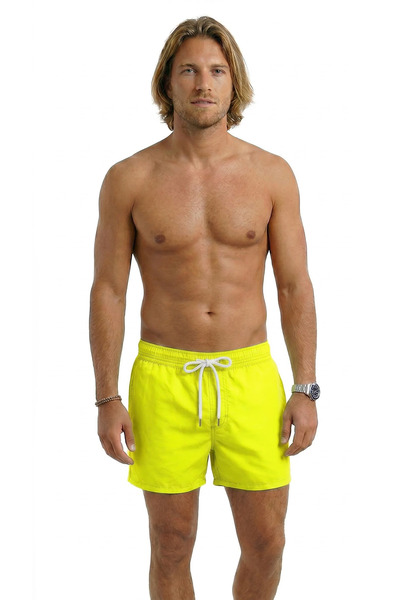 Miami Beach Erkek Sarı Hızlı Kuruyan Kumaş Tek Arka Cepli Standart Boy Mayo D...