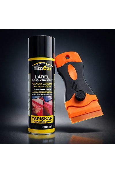 titocar Yapışkan İz Çıkarıcı Sprey 500 ml & Yapışkan Kazıyıcı&Sıyırıcı