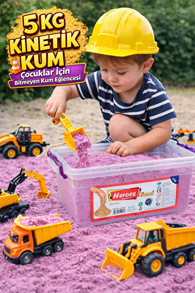 HEROES 5 Kg Pembe Kinetik Kum (Dev Boy) - Akışkan ve Dağılmayan Canlı Renk Eğ...
