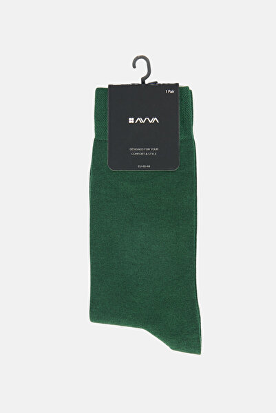 Avva جوارب رجالية من الخيزران باللون الأخضر السادة B008505