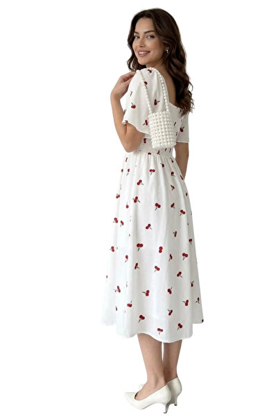 Thiff Φόρεμα με τετράγωνο γιακά Gipeli Μακρύ φόρεμα από ποπλίνα