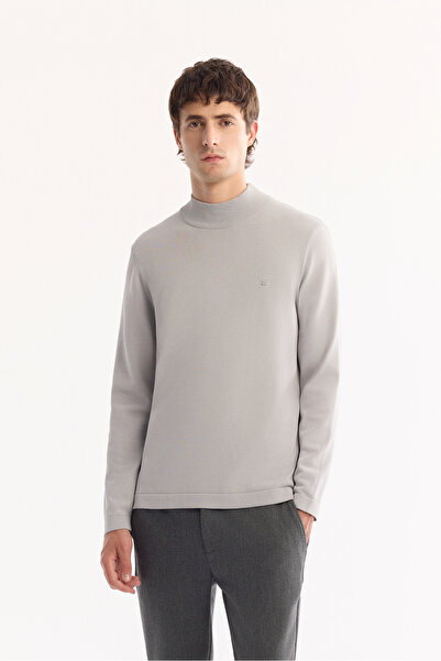 Avva Мъжки сив пуловер с половин цип от вискоза, който не се разнищва B005151