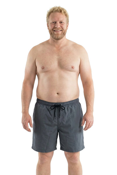 Miami Beach Erkek Büyük Beden Füme Hızlı Kuruyan Kumaş Tek Arka Cepli Standar...