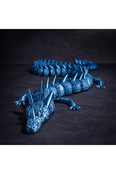 DoBi3D 55 cm 3D Baskı Mavi Ejderha Figürü – Hareketli Eklemli – Dekoratif - K...
