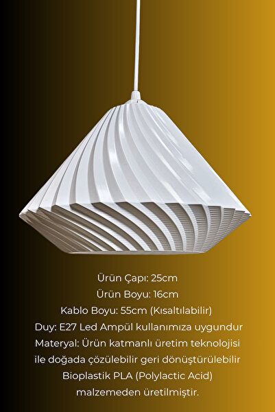 decory İnna Tasarım Avize Yatak Odası, Mutfak, Oturma Odası Tasarım Tekli Sarkıt Avize (PLASTİK) E27