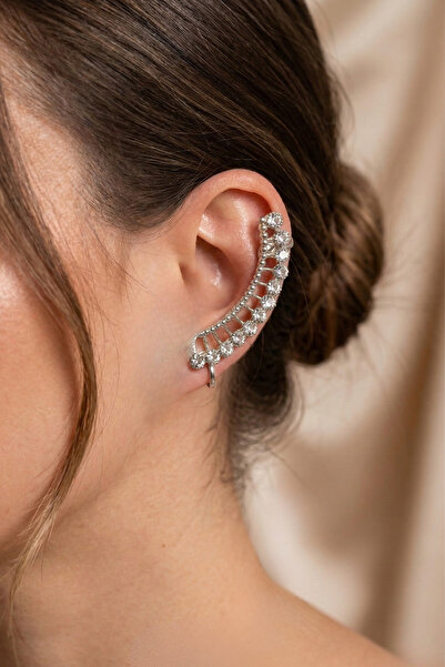 PETEK AKSESUAR ŞERİT FULL TAŞLI EARCUFF KÜPE  SOL KULAK 5 CM.