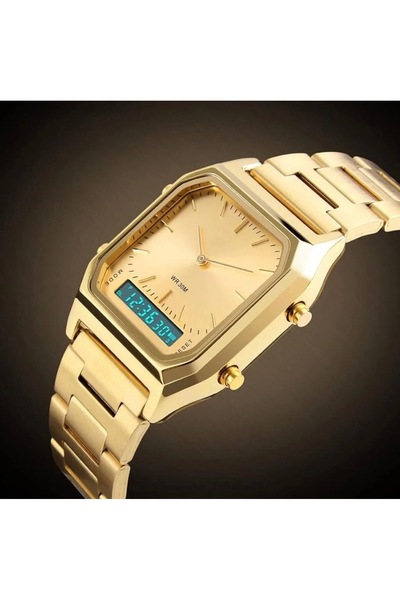 Sewor Gold renk Dijital Çift Ekranlı Kol Saati 02