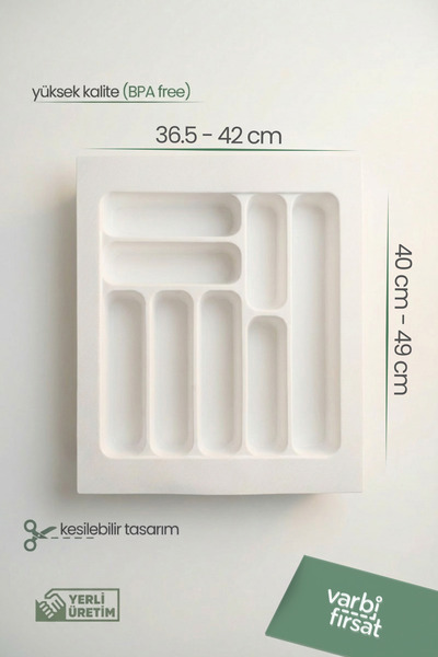 Varbifırsat حامل أدوات مائدة قابل للقطع مقاس 42x49 سم |   أبيض