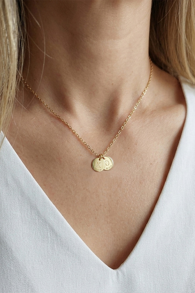 VAOOV 925 Ayar Gümüş Çift Plakalı Harf ve Tarih Kolye