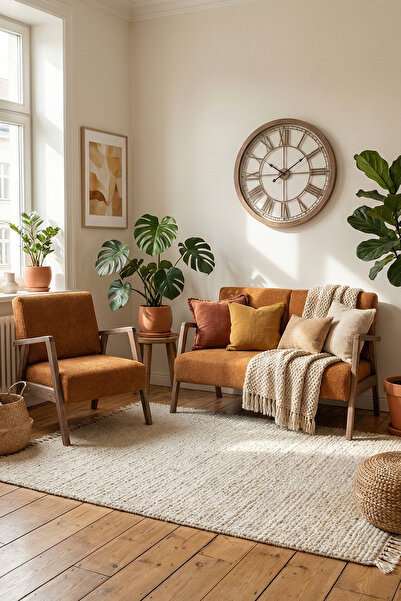 Zem Pavia Çay Seti Ceviz Ahşap, Hardal (1 ADET İKİLİ BERJER 1 ADET TEKLİ BERJER)