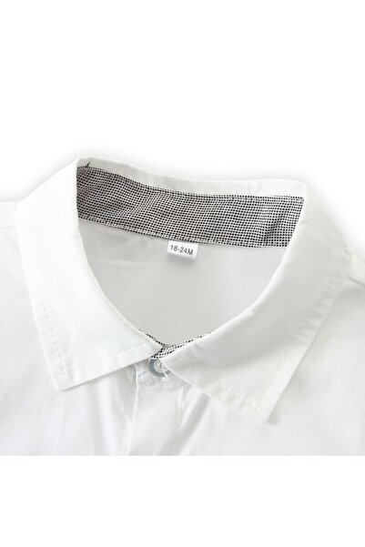 Kidohug Costum elegant baieti, Camasa alba cu maneca lunga, Pantaloni lungi si Papion asortat