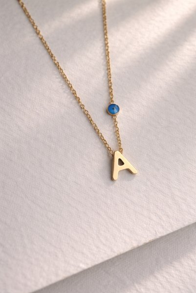 Owentis Çelik Gold Nazar Boncuklu A Harf Kolye -kararma Yapmaz-