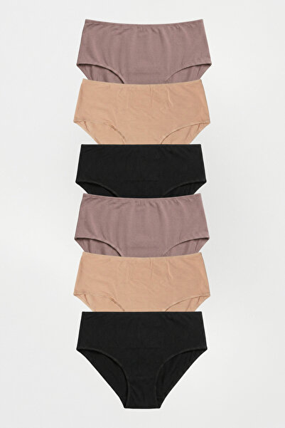 Amarelle Mila Μαύρο, Τεν, Μόκα Ψηλόμεσο Πακέτο 6+ Βαμβάκι Σλιπ