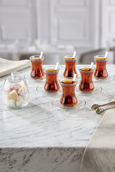 The Mask Elturko 19 Parça Şekerlikli Çay Bardağı Seti