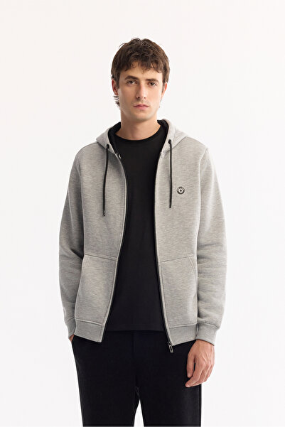 Avva Muška siva majica sa kapuljačom, 3 niti, podignut zatvarač, regularni kr...