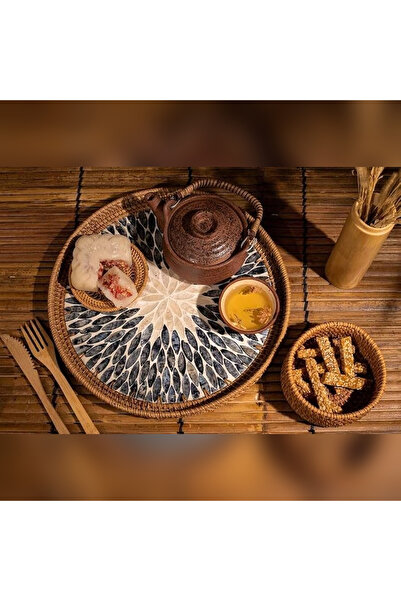 Renesse Home صينية راتان مصنوعة يدويًا من موجاديسو 30 سم - صينية تقديم من الخ...