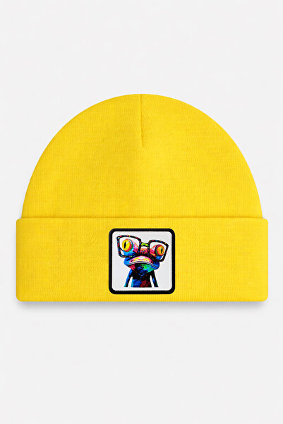 BlackBörk Beretă galbenă pentru copii cu logo Cameleon