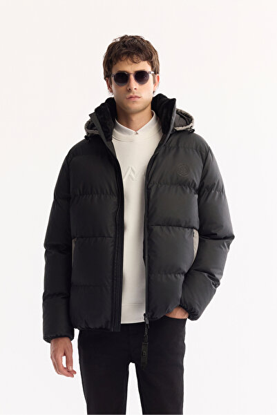 Avva Jachetă pentru bărbați, neagră, cu glugă hidrofugă, rezistentă la vânt -...