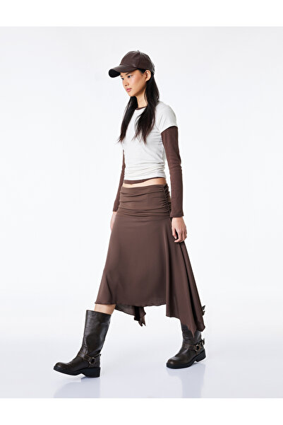 Koton Ασύμμετρη φούστα Με σούρες Midi Scuba