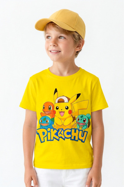BookOrBook Pikachu Charmander Bulbasaur %100 Pamuk Premium Kalite Çocuk Tişör...