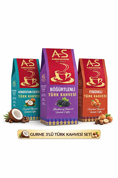 AS Kurukahvecisi 3'lü Türk Kahvesi Gurme Seti Yeni Lezzetler (Hindistan Ceviz...