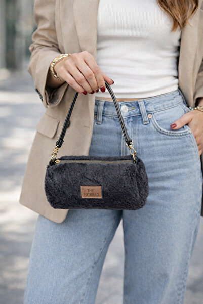 Ebriva Bags Peluş Tüylü Uzun ve Kısa Askılı Omuz Çantası / Çapraz Çanta