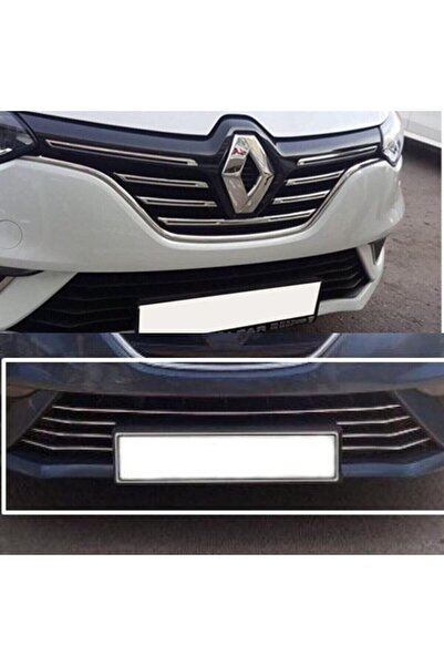 DRY Oto Aksesuar Megane 4 Krom Set Ön Tampon Çıtası Ve Ön Panjur 12 Parça 201...