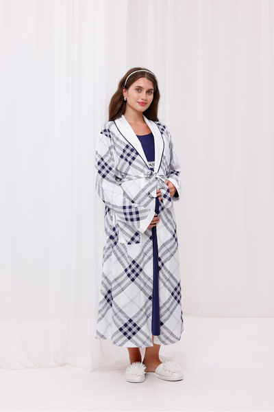 Yulem Homewear Σετ νυχτικών εγκυμοσύνης με μακρυμάνικο βαμβακερό νυχτικό σε μ...