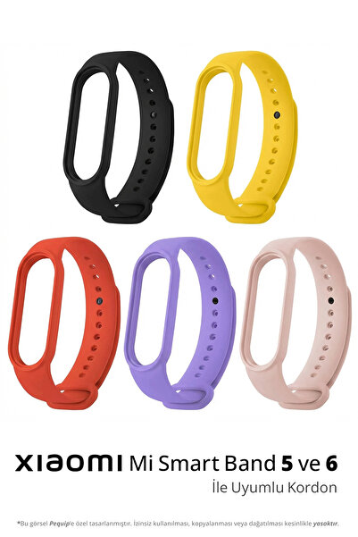 CONOCER Mi Band 5 Ve 6 Uyumlu Silikon Yüksek Kalite Kordon Kayış Set [5'li Set]