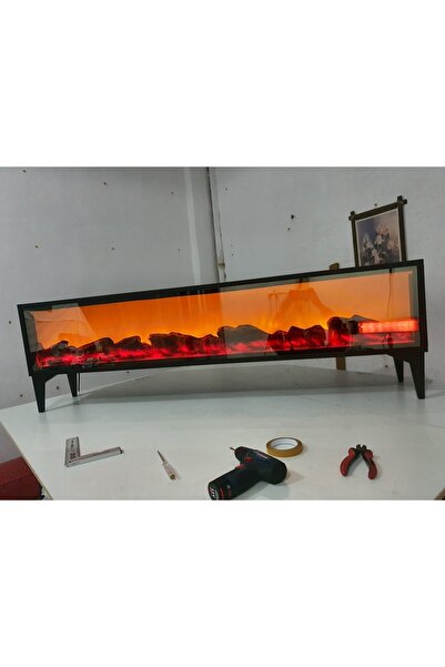 Butik Tv Sehpası Full Şömineli 170cm Uzaktan Kumandalı "Antrasit Renk"