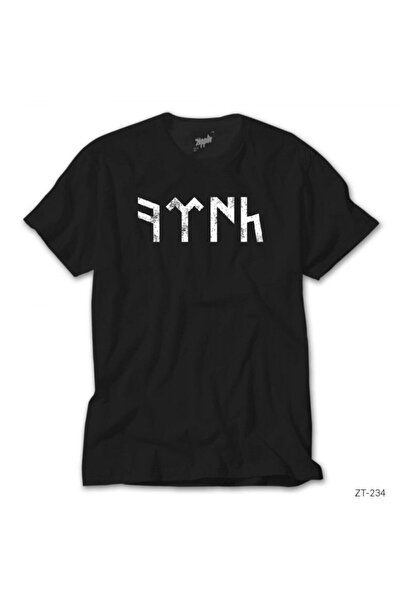 MAGORS تي شيرت Göktürkçe التركي ذو الرقبة المستديرة قطن قطع باللون الأسود ذو ...