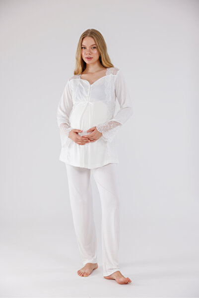 Yulem Homewear Set de pijamale de maternitate din bumbac cu design special di...