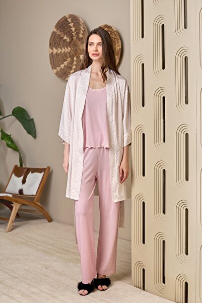 Yulem Homewear Set de pijamale din 3 piese pentru maternitate, cu model cu bu...