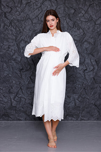 Yulem Homewear طقم ملابس نوم للحوامل من الكتان الإكرو فستو مكون من قطعتين