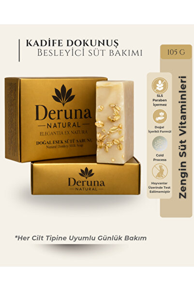 DERUNA NATURAL Doğal Eşek Sütü Sabunu | Shea Yağı Destekli Gençleştirici Bakı...