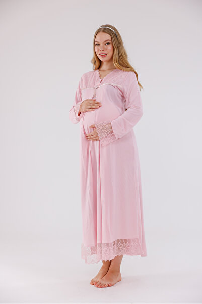 Yulem Homewear قميص نوم للحوامل بتصميم دانتيل خاص مع ميزة الرضاعة الطبيعية