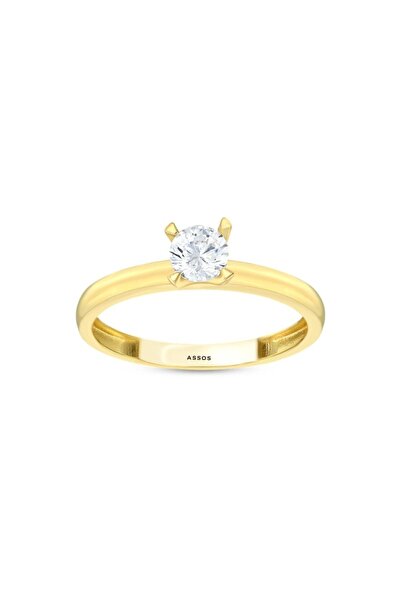 Assos Pırlanta Altın Tektaş Yüzük - 14K