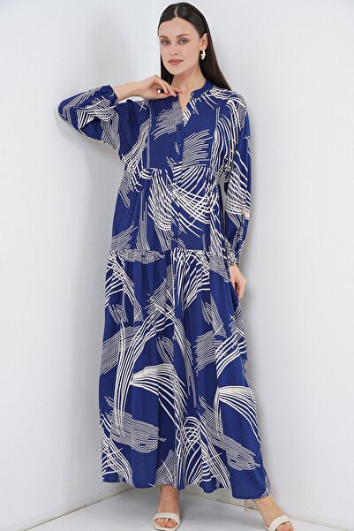 Hiccup Bdart Buttoned V-Neck Patterned Maxi Dress