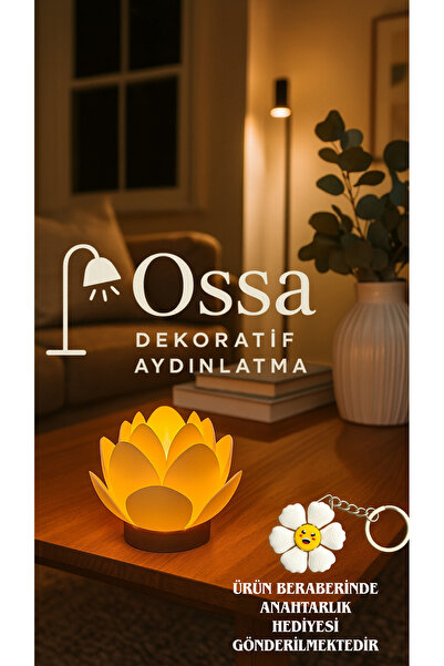 Ossa Lotus Çiçeği Tasarımlı Dekoratif Plastik Led Mumluk Tealight - Sıcak ve ...