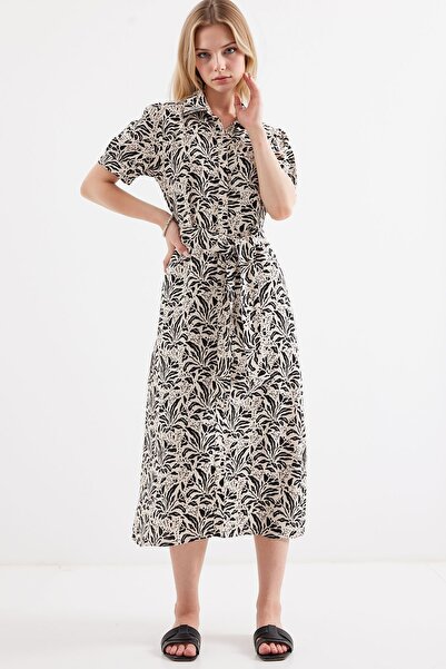 Hiccup Bdart Patterned Midi Shirt Dress