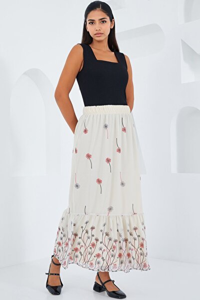 Hiccup BDART Çiçek Desenli Maxi Etek