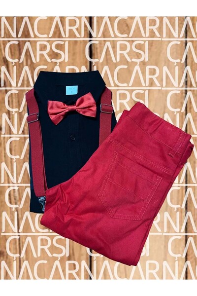 nacar çarşı Cămașă cu mâneci lungi pentru băieți, pantaloni, bretele, papion,...