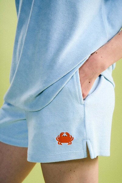 Reflect Studio Pantaloni scurți pentru femei Crab Terry - Albastru deschis